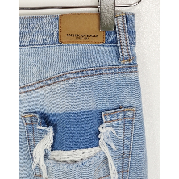 American eagle outfitters size 00 distressed high rise mom jeans light blue - Picture 9 of 12